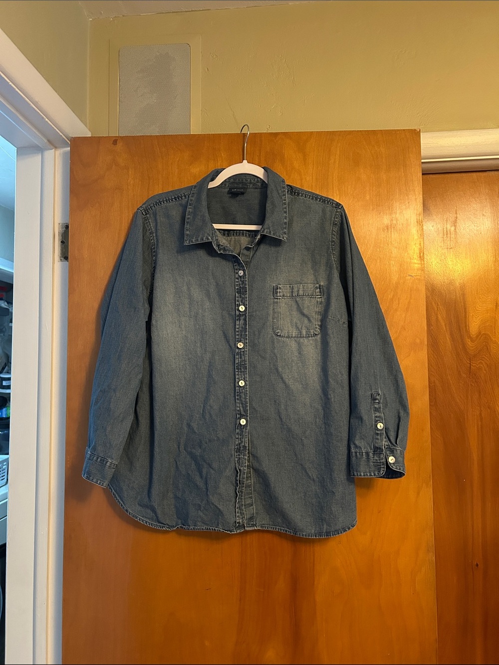 J. Jill Denim Button-Front Shirt — Medium Blue